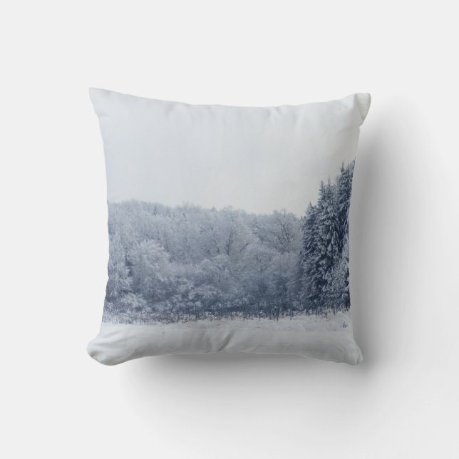 Coussin Boule blanche et bleu neige Joyeux Noël (Recto)
