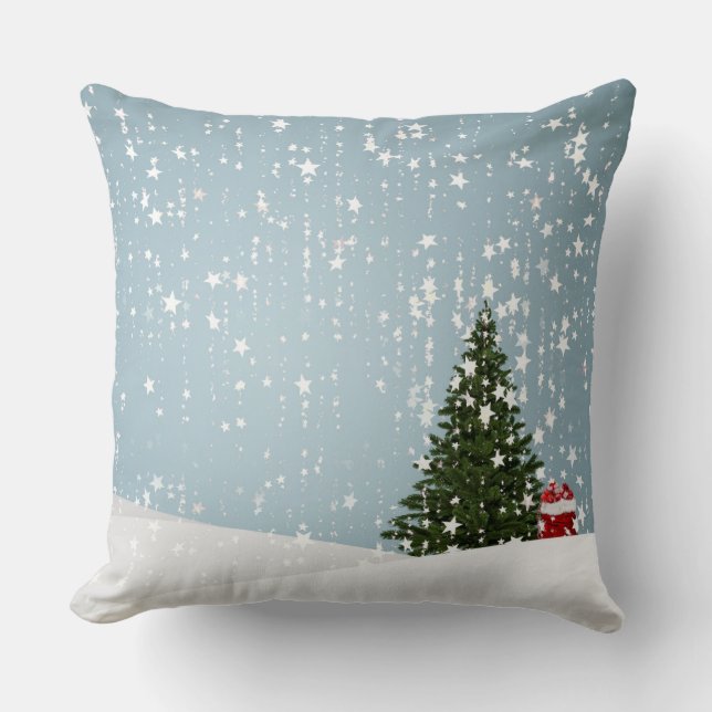 Coussin Boule blanche et bleu neige Joyeux Noël (Recto)