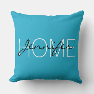 Coussin Boule bleu couleur maison monogramme