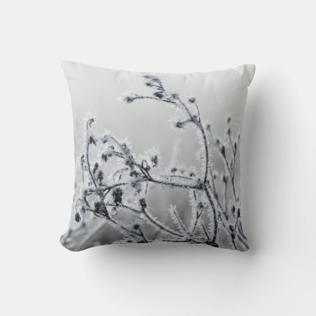 Coussin Boule bleue et blanche de neige décorative Joyeux  (Recto)