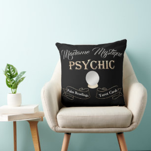 Coussin Boule de cristal psychique or et noir