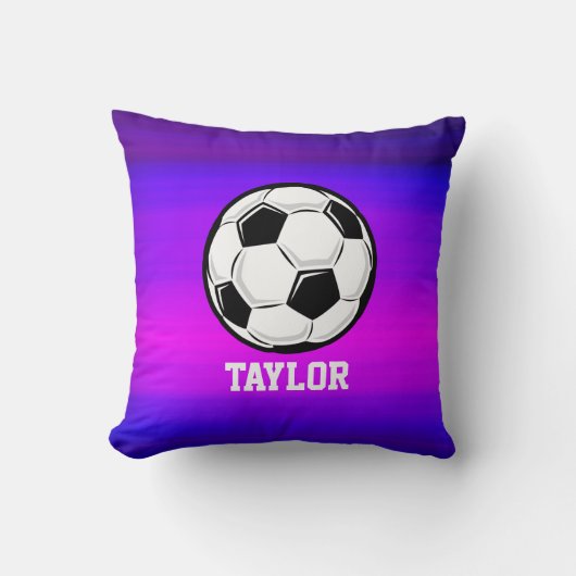 Coussin Boule de football; Violet bleu vibrant et Magenta (Recto)