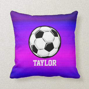 Coussin Boule de football; Violet bleu vibrant et Magenta