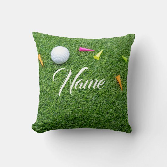 Coussin Boule de golf avec tee pour personnaliser votre no (Recto)