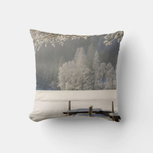 Coussin Boule de neige décorative Bleu & Blanc Joyeux Noël