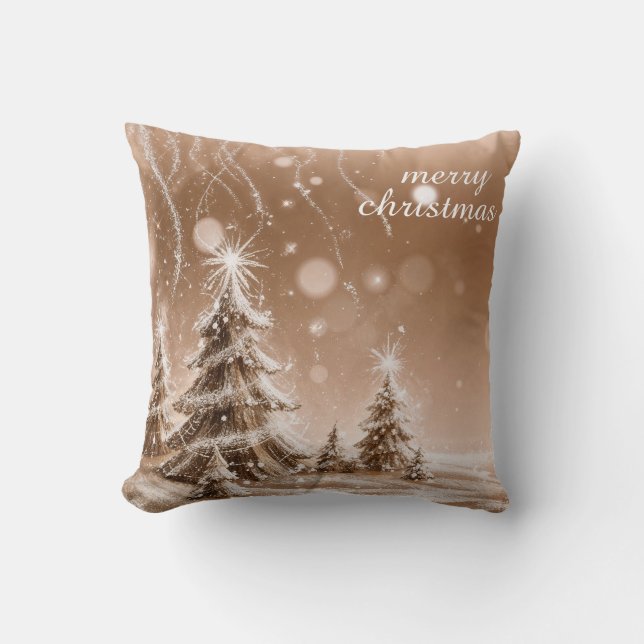 Coussin Boule de neige décorative bleue et blanche Joyeuse (Recto)