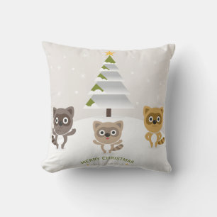 Coussin Boule de neige décorative bleue et blanche Joyeux