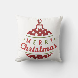 Coussin Boule de Noël Rouge Blanc à pois Ornement