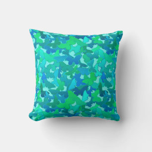 Coussin Boule de papillons, Turquoise, Aqua et Sky Blue