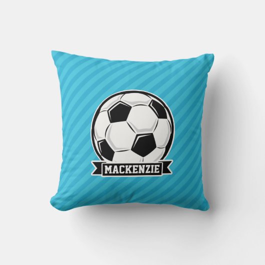 Coussin Boule de soccer; Bleus ciel (Recto)