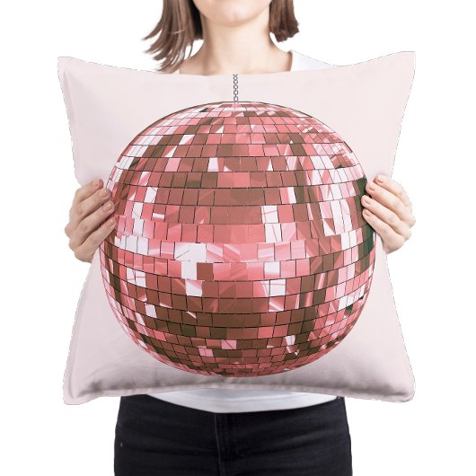 Coussin Boule disco rose vif, accent de chambre girly, rét