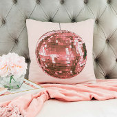 Coussin Boule disco rose vif, accent de chambre girly, rét