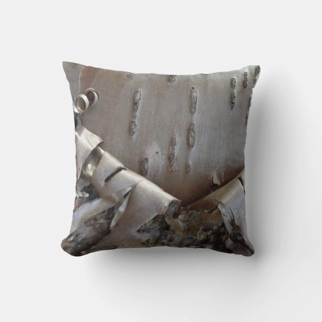 Coussin Bouleau courbe écorce rustique (Recto)