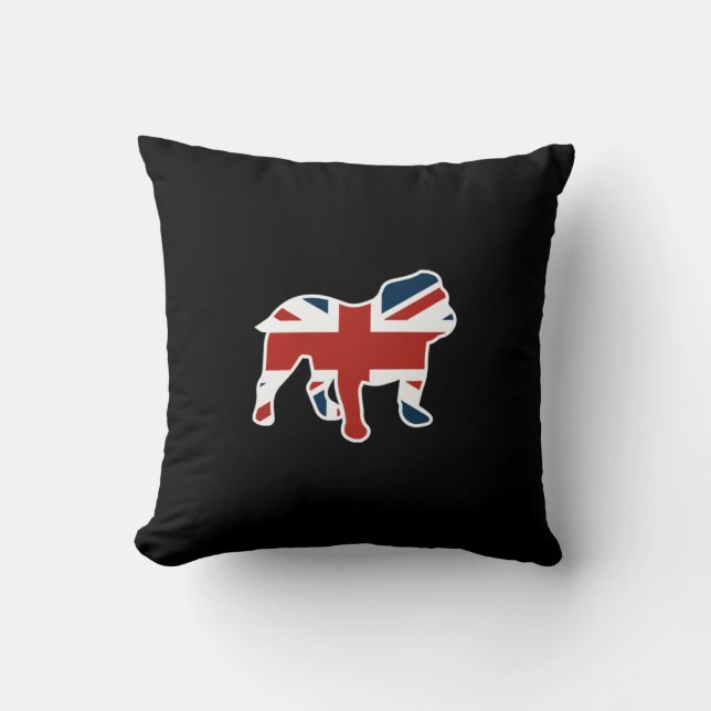 Coussin Bouledogue anglais dans le drapeau d'Union Jack (Recto)