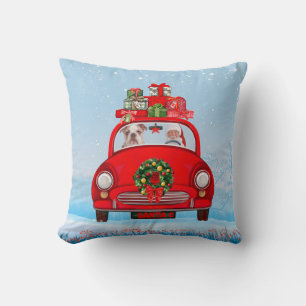 Coussin Bouledogue anglais dans une voiture avec le Père N