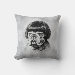 Coussin Bouledogue avec une perruque (style 1) Beaux-Arts