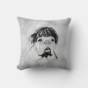 Coussin Bouledogue avec une perruque (style 2) Beaux-arts