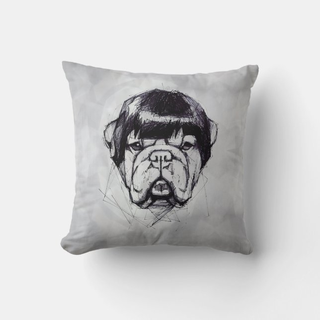 Coussin Bouledogue avec une perruque (Style 3) Beaux-Arts (Recto)