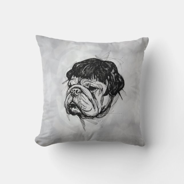 Coussin Bouledogue avec une perruque (Style 7) Beaux-Arts (Recto)