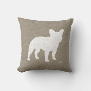 Coussin Bouledogue français blanc silhouette amoureux de c