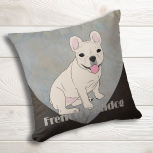 Coussin Bouledogue français Café marron Glace bleue Grunge