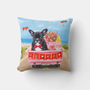 Coussin Bouledogue français camion de la Saint-Valentin 