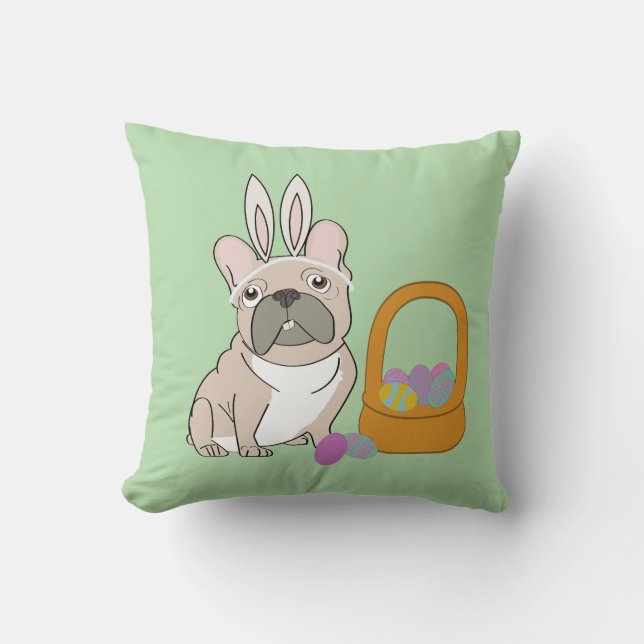 Coussin Bouledogue français de Pâques (Recto)
