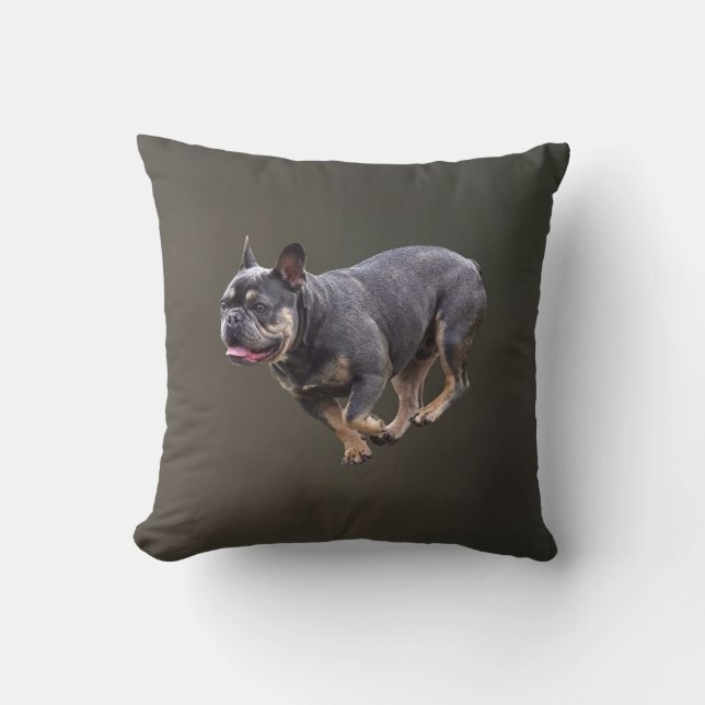 Coussin Bouledogue français en course (Recto)