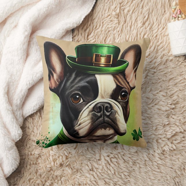 Coussin Bouledogue français en tenue de la Saint-Patrick (Couverture)