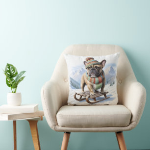 Coussin Bouledogue français en traîneau bouledogue