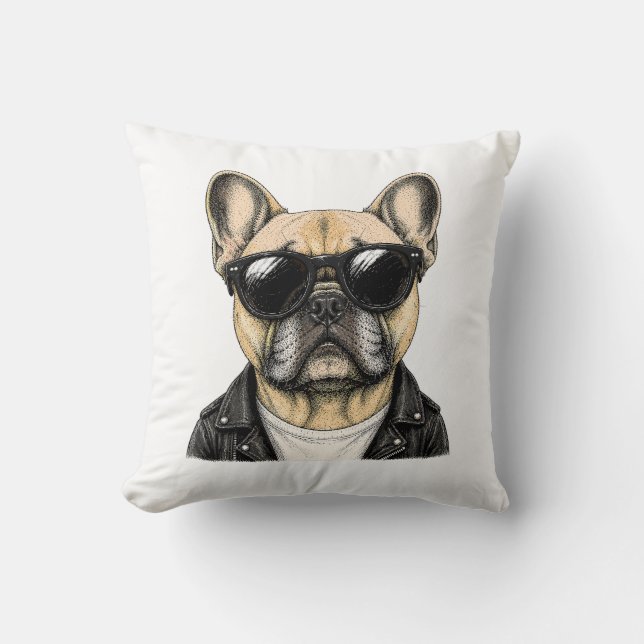 Coussin Bouledogue français Graphique de chien cool (Recto)
