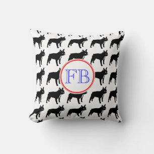 Coussin Bouledogue français monogramme