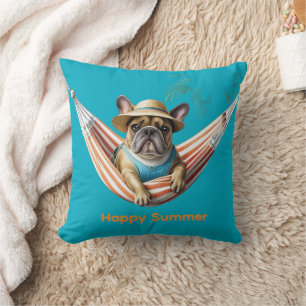 Coussin Bouledogue français Palme Plage Bouledogue Françai