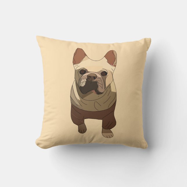 Coussin Bouledogue Français, pêche douce (Recto)