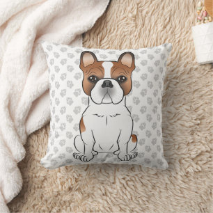 Coussin Bouledogue français pie rouge mignon chien de dess