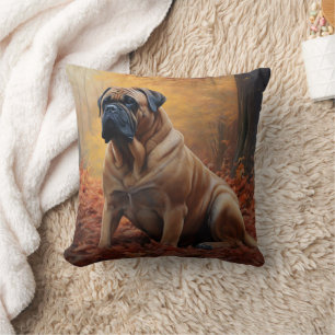 Coussin Bouledogue mastiff dans Automne Feuilles tombées I