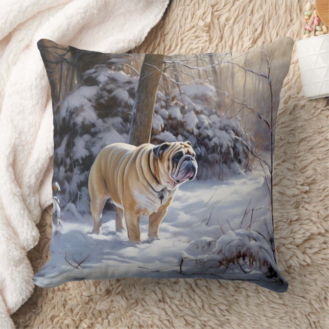 Coussin Bouledogue Noël Let It Snow Brosse (Couverture)
