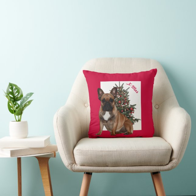 Coussin Bouledogues français Noël mignon (Chaise)