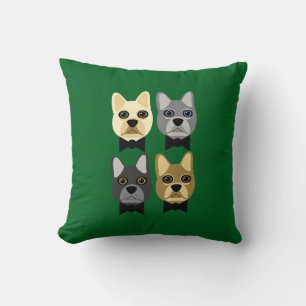 Coussin Bouledogues Français Vert