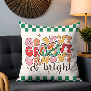 Coussin Boules de disco rétro Groovy & Bright pour Noël