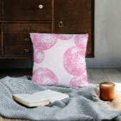 Coussin Boules de disco rose clair, style rétro féminin