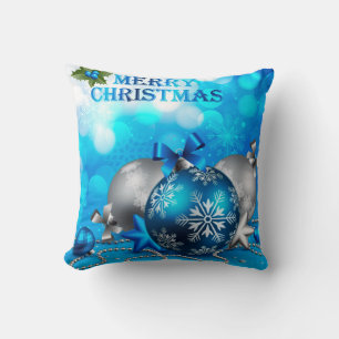 Coussin Boules de Noël bleu et argent, Sucre de canne, Éto