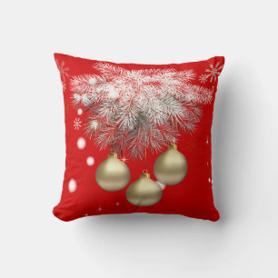Coussin Boules de Noël en or et pin d'argent Noël