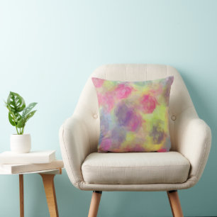 Coussin Boules en coton rose pastel