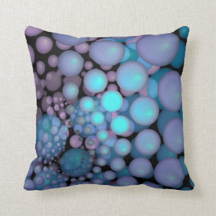 Coussin Boules Turquoise Fractées Art Surreal