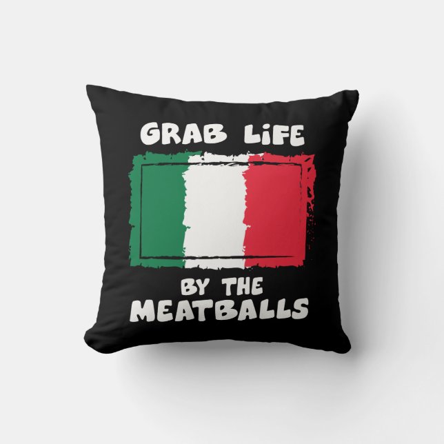 Coussin Boulette de viande italienne drôle Italie Flag1 (Recto)