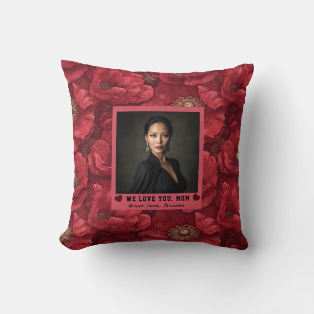 Coussin Bouquet d'anémones Mère fière Maman Décoration côt (Recto)