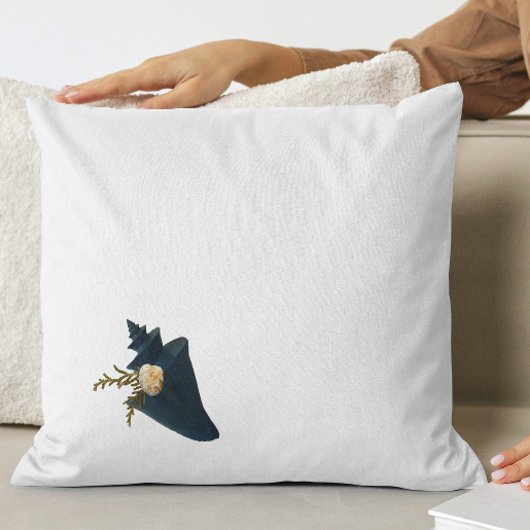 Coussin Bouquet de coquillages Côte Bleu & Blanc Élégant