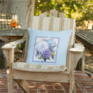 Coussin Bouquet de fleurs bleu clair motif floral