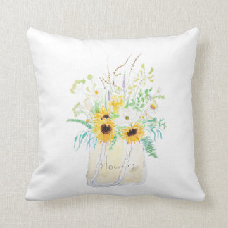 Coussin bouquet de fleurs dans une aquarelle fourre-tout J